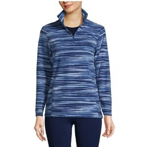 Lands' End Blue Striped Fleece Jacket XL